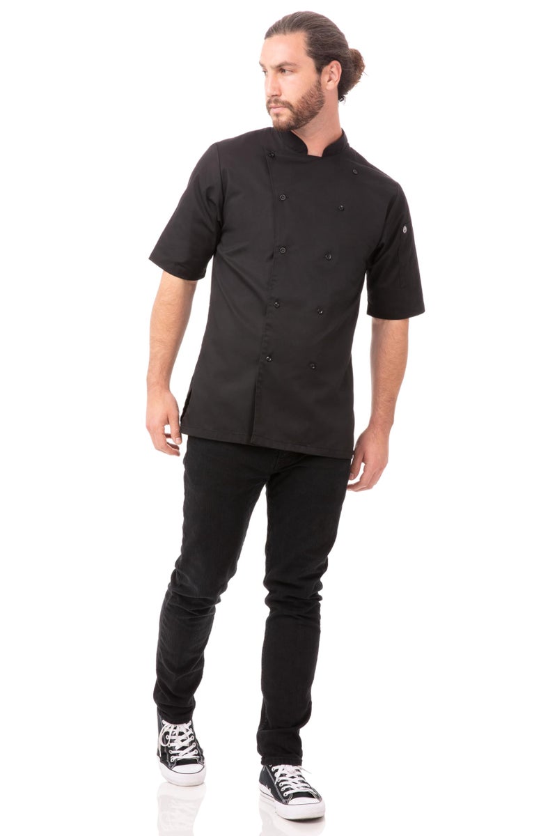 Chef Works معطف الطهاة للرجال من شيف ووركس أفينيون بيسترو، أسود، كبير جداً - Image 3